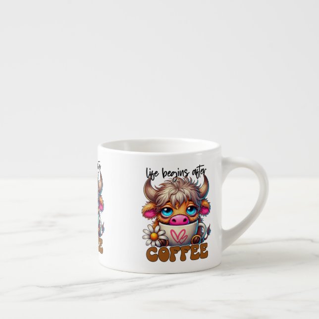 Das Leben beginnt nach dem Kaffee  Espressotasse (Rechts)