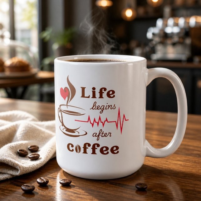 Das Leben beginnt nach dem Kaffee Kaffeetasse (Von Creator hochgeladen)
