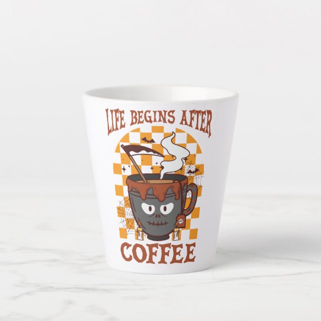 Das Leben beginnt nach dem Kaffee Milchtasse (Vorderseite)