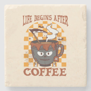 Das Leben beginnt nach dem Kaffee Steinuntersetzer
