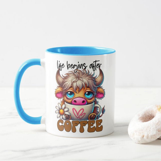 Das Leben beginnt nach dem Kaffee  Tasse (Mit Donut)