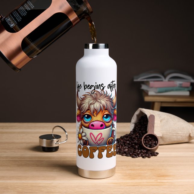 Das Leben beginnt nach dem Kaffee  Trinkflasche (Kaffee (gedreht))