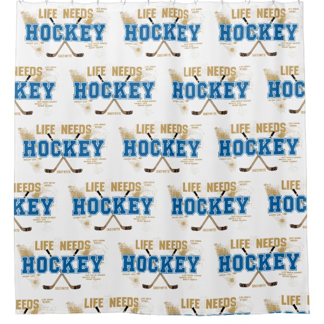 Das Leben benötigt Hockey-Badezimmer-Hockey-Stöcke Duschvorhang (Vorderseite)