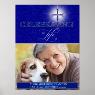 Das Leben Blaues Christliches Kreuz Foto feiern Poster