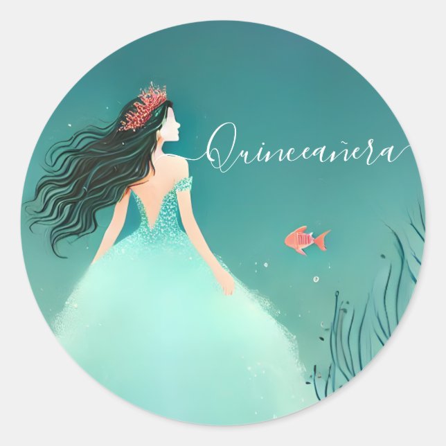 Das Leben der Meeresfische unter dem Meer Quincean Runder Aufkleber (Vorderseite)