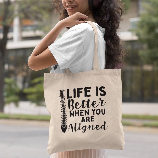 Das Leben des Chiropraktors ist besser, wenn er si Tragetasche (Chiropractic Life is Better Aligned Tote Bag)