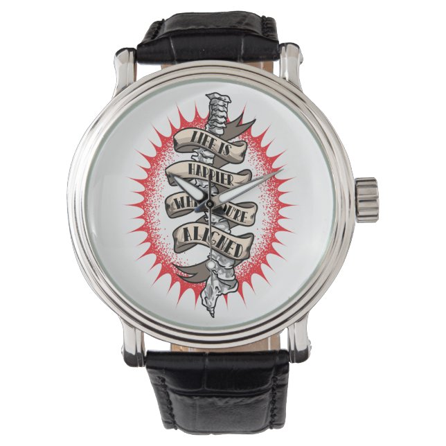 Das Leben des Chiropraktors ist glücklicher, wenn  Armbanduhr (Vorderseite)