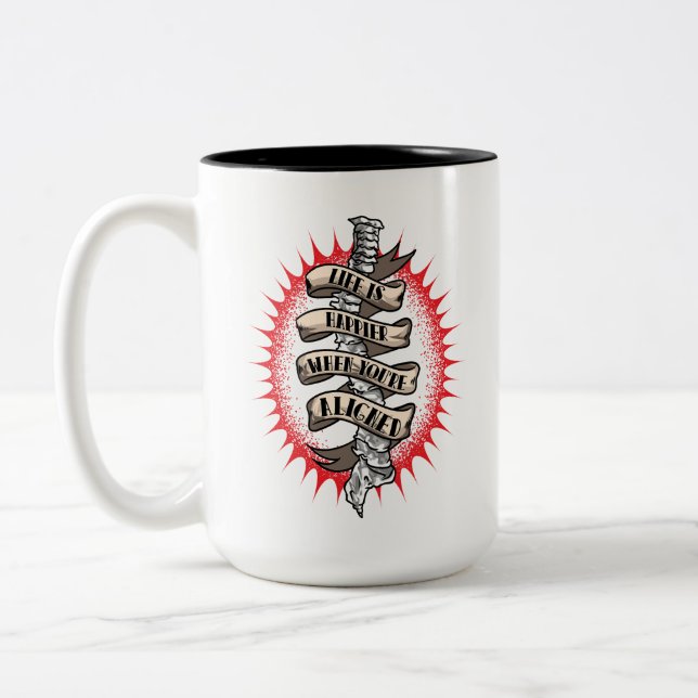 Das Leben des Chiropraktors ist glücklicher, wenn  Zweifarbige Tasse (Links)