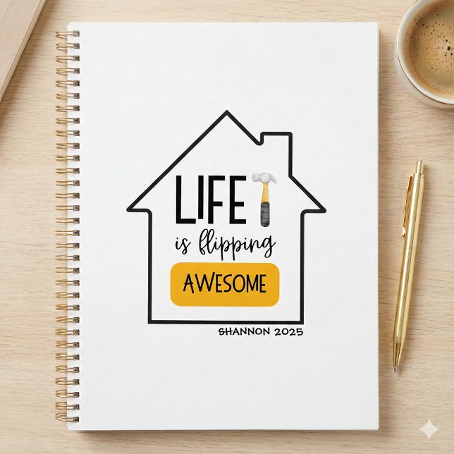 Das Leben Dreht Phantastischen Planer (This, "Life is flipping awesome" personalized planner would make a great gift for house flippers!)
