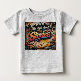 "Das Leben dreht sich um die Geschichten" Baby T-shirt