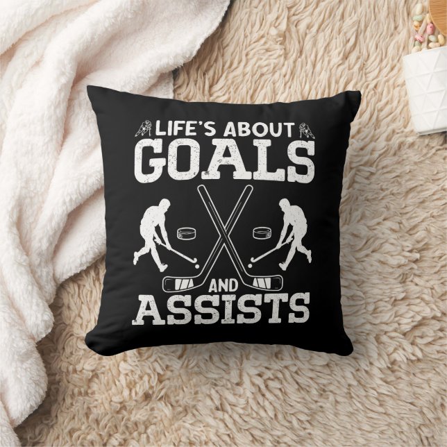 Das Leben dreht sich um Ziele und hilft Eishockey  Kissen (Decke)