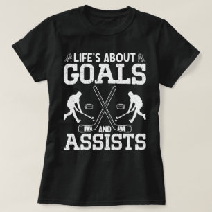 Das Leben dreht sich um Ziele und hilft Eishockey T-Shirt