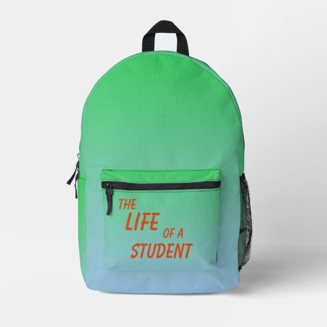 Das Leben eines grünen Studenten Bedruckter Rucksack (Vorderseite)
