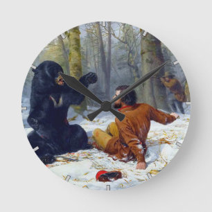 Das Leben eines Jägers Eine schwierige Lage Arthu Runde Wanduhr