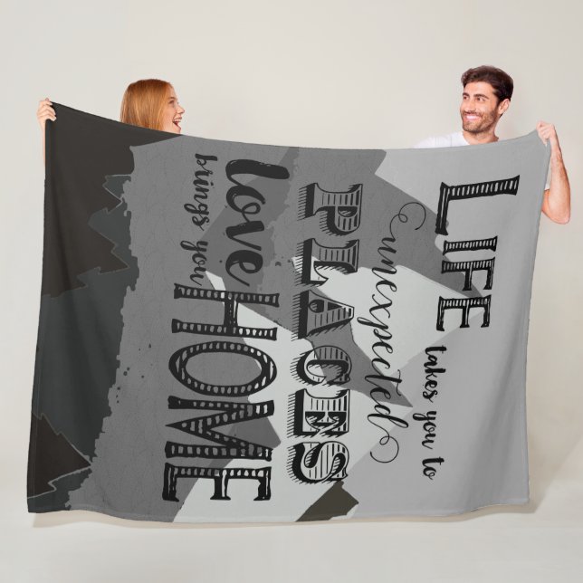 Das Leben führt zu inspirierenden Zitaten Fleecedecke (Beispiel)