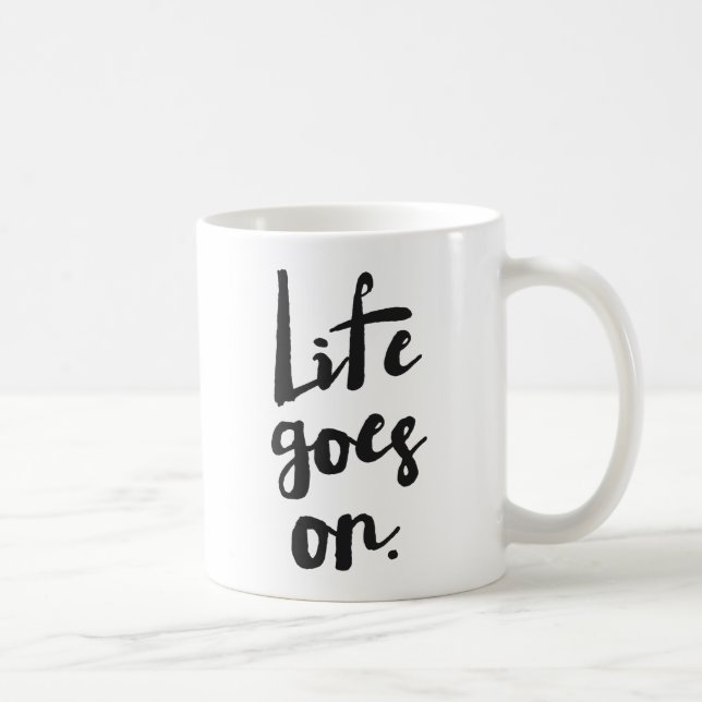 Das Leben geht weiter | Schwarze Rustikale Moderne Kaffeetasse (Rechts)