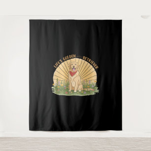 Das Leben golden mit einem Niedlichen Retriever -  Wandteppich