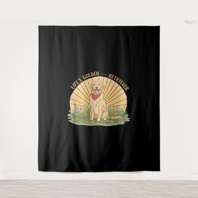 Das Leben golden mit einem Niedlichen Retriever -  Wandteppich (Vorderseite)