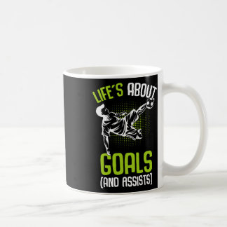 Das Leben handelt von Zielen Fußballspieler Jungen Kaffeetasse