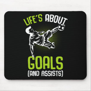 Das Leben handelt von Zielen Fußballspieler Jungen Mousepad
