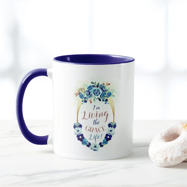 Das Leben in Grace Life Elegantes Blumenzitat Tasse (Von Creator hochgeladen)