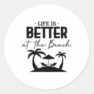 DAS LEBEN IST AM STRAND BESSER RUNDER AUFKLEBER