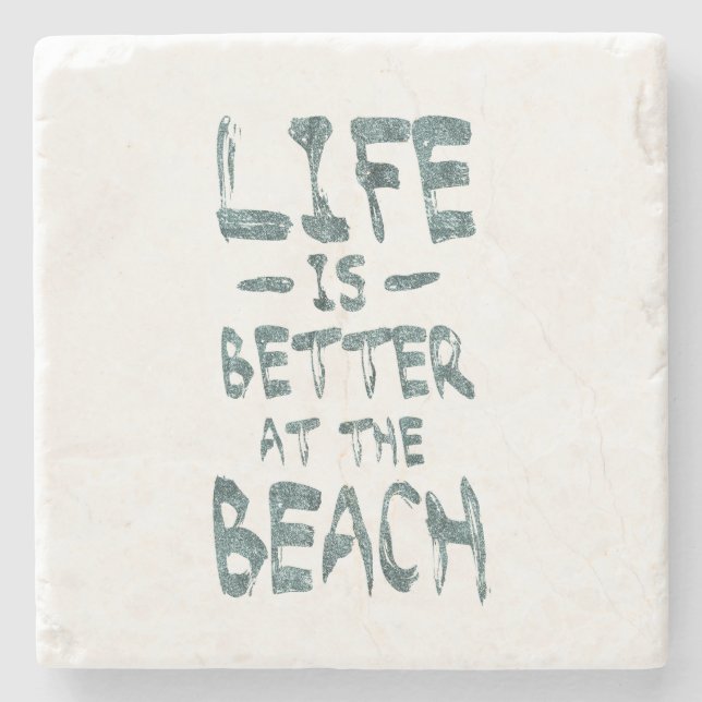 Das Leben ist am Strand besser Steinuntersetzer (Vorderseite)