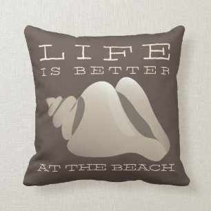 Das Leben ist am Strand Brown u. am Weiß besser Kissen