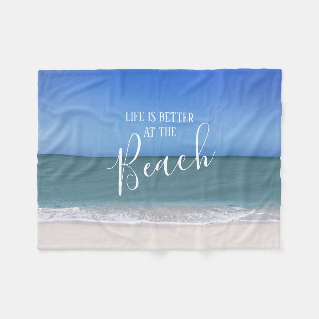 Das Leben ist am Strand-Foto besser Fleecedecke (Vorderseite (Horizontal))