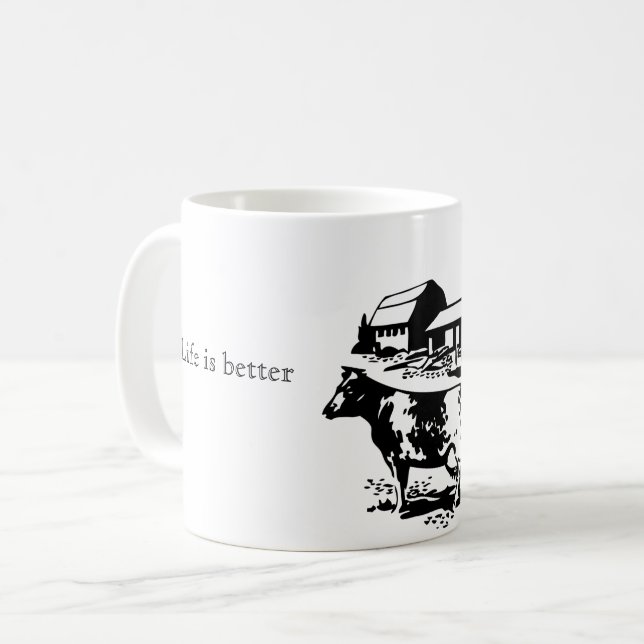 Das Leben ist an der Bauernhofkaffee-Tasse besser Kaffeetasse (Vorderseite Links)