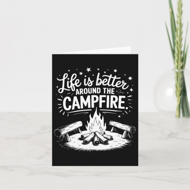 Das Leben ist besser am Campfeuer - Camper Art de  Karte (Vorderseite)