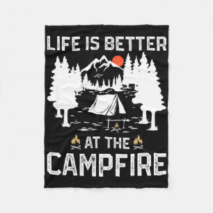 Das Leben ist besser am Lagerfeuer Camper Waldcamp Fleecedecke