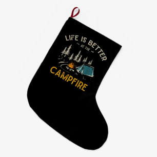 Das Leben ist besser am Lagerfeuer Lustiger Camper Großer Weihnachtsstrumpf