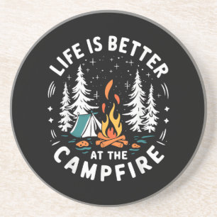 Das Leben ist besser am Lagerfeuer Lustiges Campin Getränkeuntersetzer
