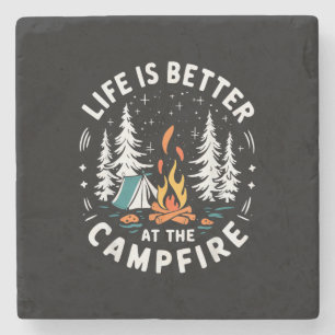 Das Leben ist besser am Lagerfeuer Lustiges Campin Steinuntersetzer