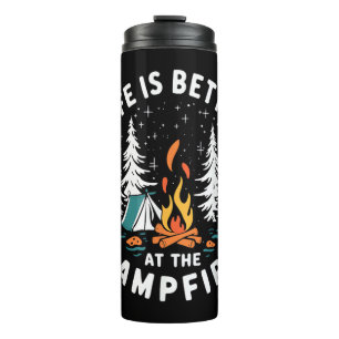 Das Leben ist besser am Lagerfeuer Lustiges Campin Thermosbecher