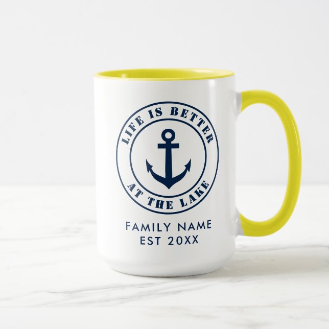 Das Leben ist besser am nautischen Anker-Brauch Tasse (Rechts)