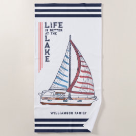 Das Leben ist besser am See Sailboat Familienname Strandtuch