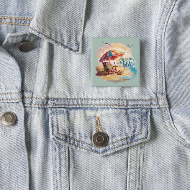 Das Leben ist besser am Strand - Küstenästhetik Button (Beispiel)