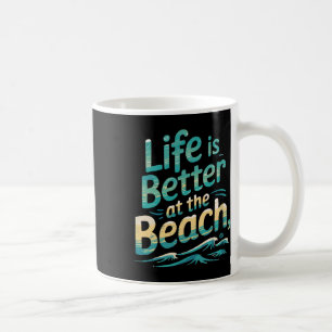Das Leben ist besser am Strand Retro Sommerferien  Kaffeetasse