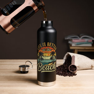 Das Leben ist besser am Strand Retro Sommerferien Trinkflasche