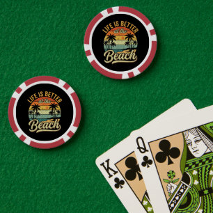 Das Leben ist besser am Strand Retro Sommerurlaub Pokerchips