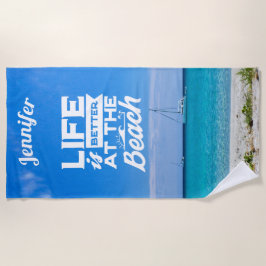 Das Leben ist besser am Strand schönes Foto Strandtuch