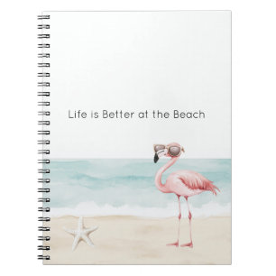 Das Leben ist besser am Strand Seestern Flamingo Notizblock