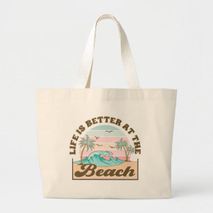 Das Leben ist besser am Strand Sommer Tropical  Jumbo Stoffbeutel