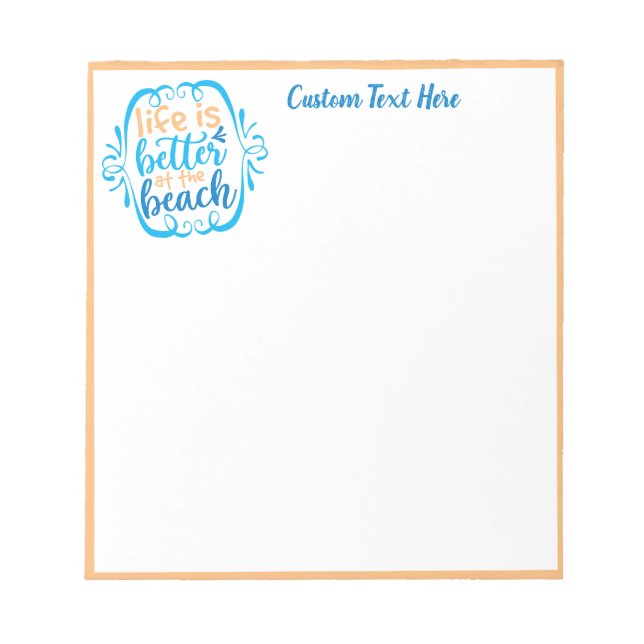 Das Leben ist besser am Strand Zitat Blue Beige Notizblock (Vorderseite)