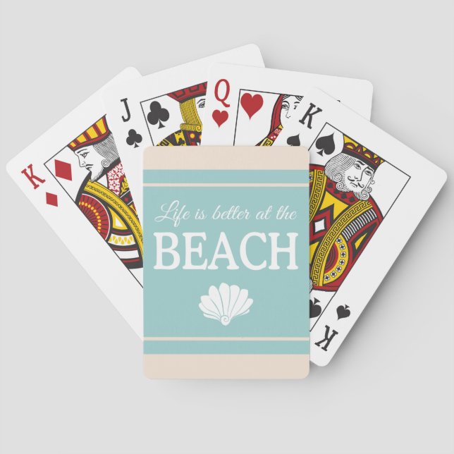 Das Leben ist besser am Strand Zitat Sand blau Spielkarten (Rückseite)