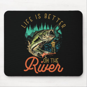Das Leben ist besser an den Flussangler-Zitaten Fi Mousepad
