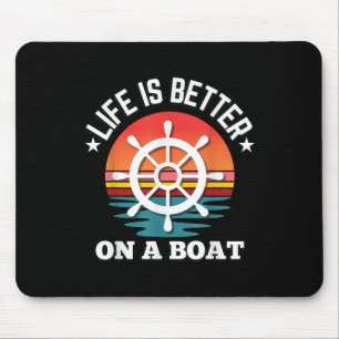 Das Leben ist besser an einem Bootslenkrad Retro-B Mousepad