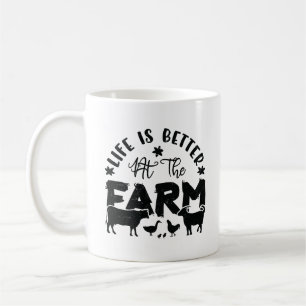 Das Leben ist besser auf dem Bauernhof (Huhn, Kuh, Kaffeetasse